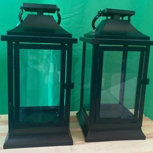 2 metal black 12 inch lanterns from the Target Holiday Wondershop line.